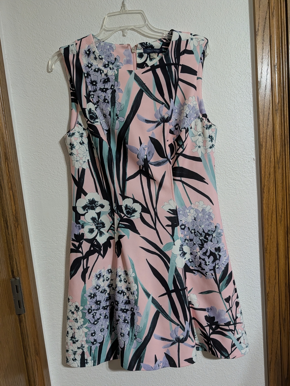 Sleeveless Pink Floral A-Line Dress